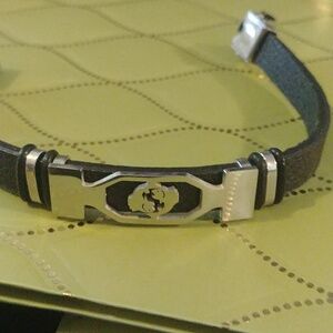 Pisces. Men,s stainless steel and leather bracelet